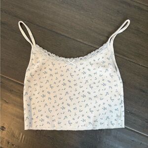 Brandy Melville Floral Lace Trim Cami Top